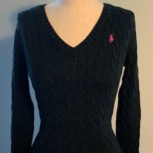 Ralph Lauren Sport Polo V-Neck Cable Knit Sweater